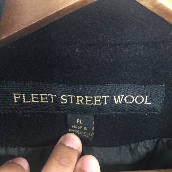 Fleet Street Wool Size Large Petite Black Pea Coat - Picture 5 of 13